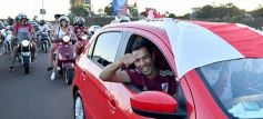 Foto de la galería: Hinchas de River recordaron la victoria ante Boca en Madrid con una caravana en Posadas