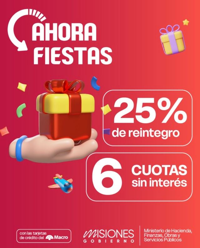 Nueva edición del programa "Ahora Fiestas" regirá del 20 al 31 de diciembre con reintegros y cuotas sin interés