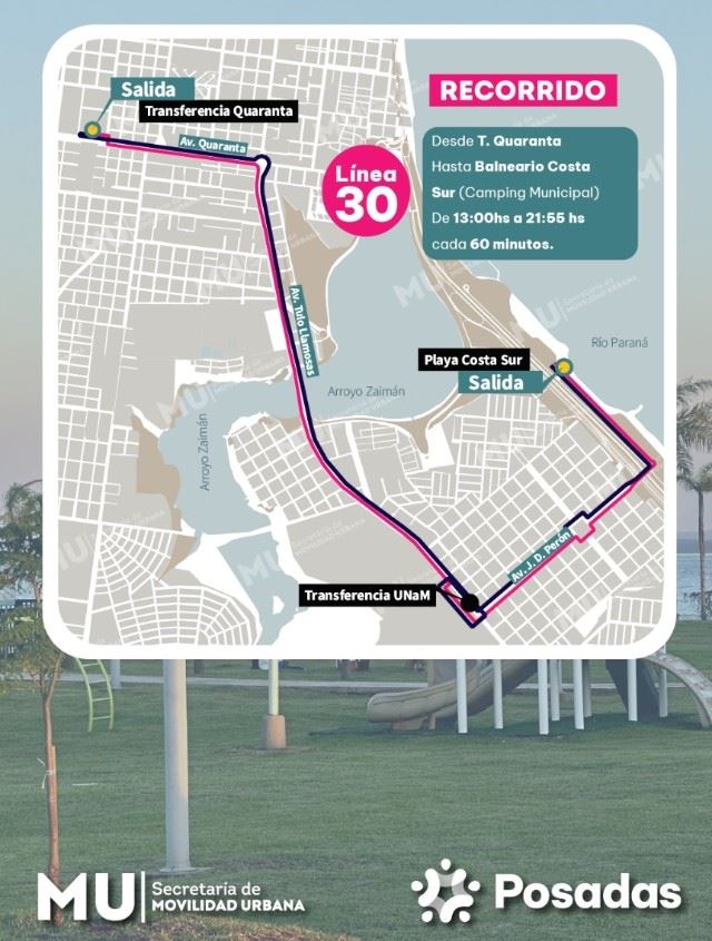 Habrá servicio especial de la línea 30 que conecta Costa Sur con distintos puntos de la ciudad