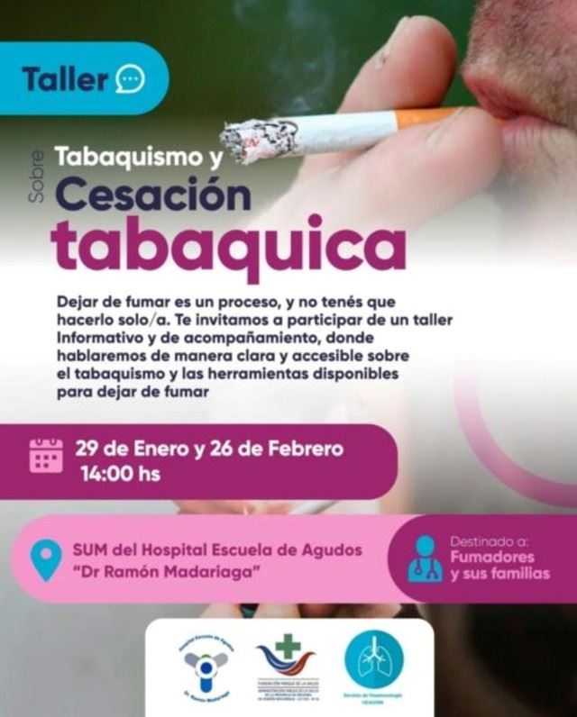 Invitan a un taller de cesación tabáquica en el Hospital Madariaga 