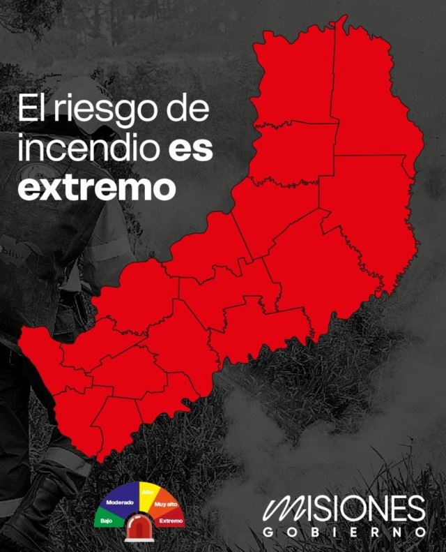 En Misiones es extremo el riesgo de incendios y piden reforzar las medidas preventivas