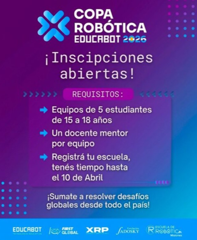Imagen de la noticia: La Escuela de Robótica Misiones invita a participar de la Copa Robótica EDUCABOT 2026