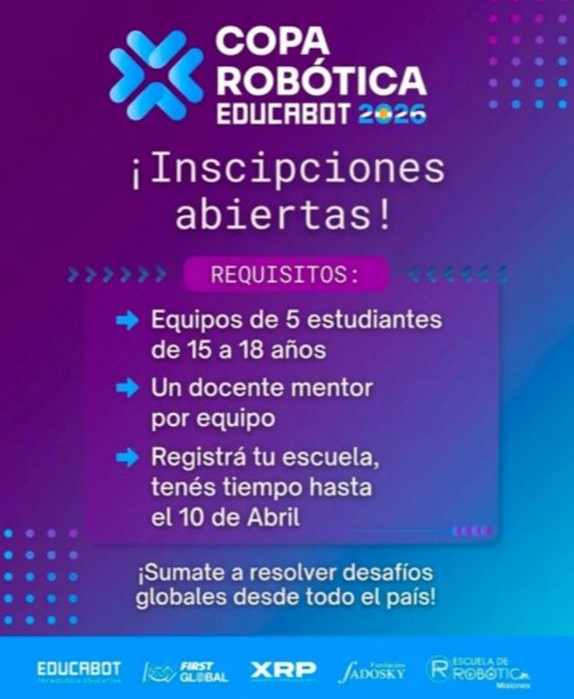 La Escuela de Robótica Misiones invita a participar de la Copa Robótica EDUCABOT 2026
