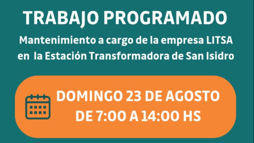 Informan sobre posibles cortes de energía por trabajo programado en la Estación Transformadora de San Isidro el domingo 23