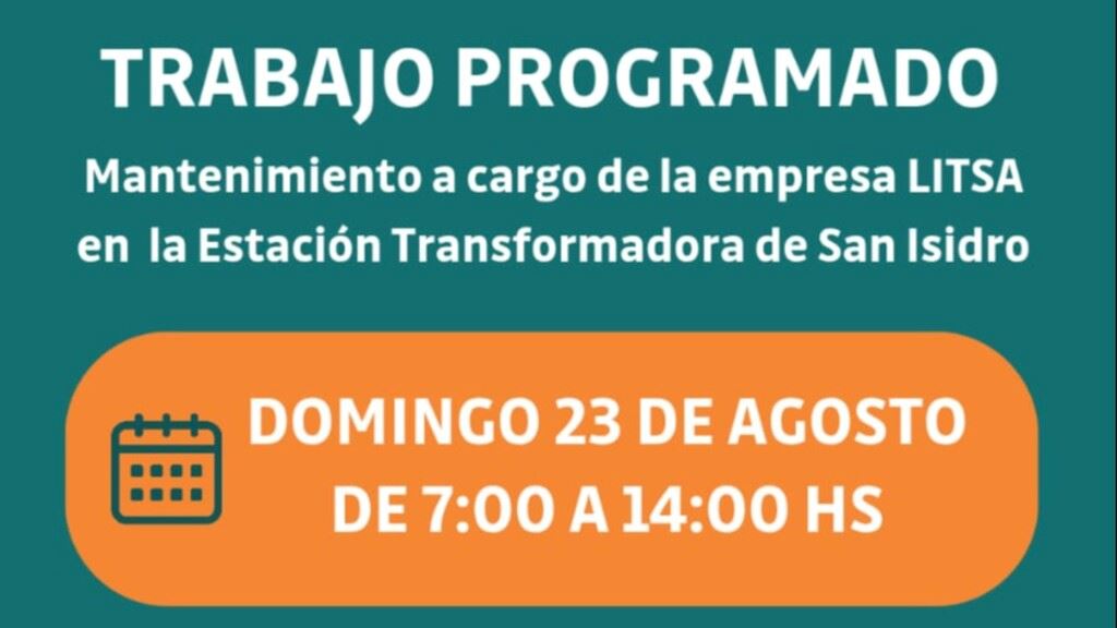 Informan sobre posibles cortes de energía por trabajo programado en la Estación Transformadora de San Isidro el domingo 23